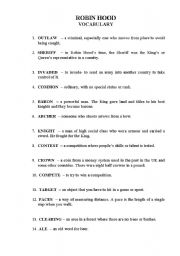 English Worksheet: Robin Hood- vocabulary