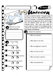 English Worksheet: RC Series Level 1 - 40 Unicorn (Fully Editable + Key)