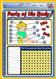 English Worksheet: PARTS OF THE BODY