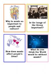 English Worksheet: Music-Speaking cards- II