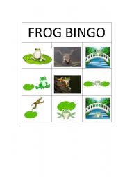 English Worksheet: Preposition Frog Bingo