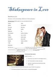 English Worksheet: Shakespeare in love ws3