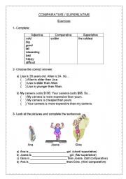 English Worksheet: Comparative/ superlative exercises