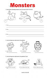 English Worksheet: Monsters