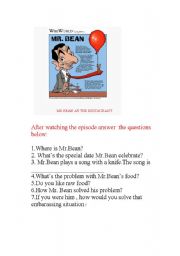 English Worksheet: MR BEAN AT THE RESTAURANT