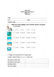 English worksheet: CHILDRENS TEST