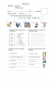 English Worksheet: TEST VERB TO BE