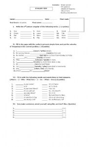 English Worksheet: SIMPLE PRESENT TENSE