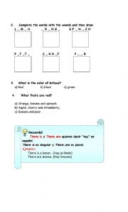 English worksheet: Worksheet fruits ans vegetables part 2