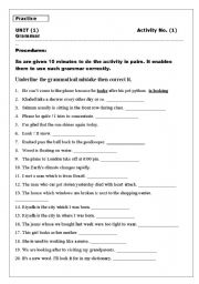 English Worksheet: grammatical mistakes