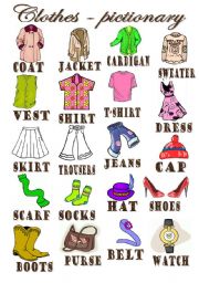 Clothes pictionary worksheets
