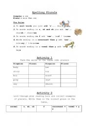 English worksheet: SPELLİNG PLURALS