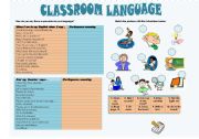 English Worksheet: Classroom language