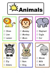 English Worksheet: Animals