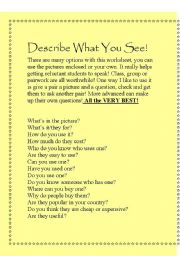 English Worksheet: Descrbe what you see!