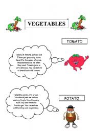 English Worksheet: vegetables
