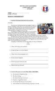 English Worksheet: Reading Comprehension Test