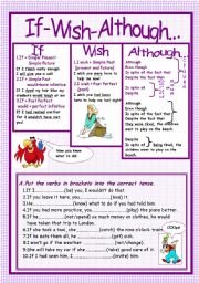 English Worksheet: If-Wish-Although