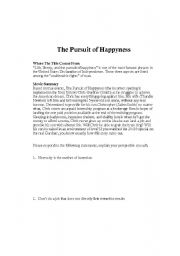 English Worksheet: Pursuit of Happyness, video worksheet