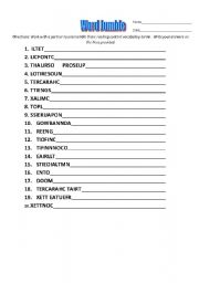 English worksheet: Word Jumble