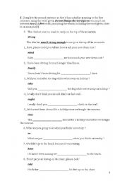 English Worksheet: fce - transforming sentences