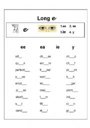 English Worksheet: Long vowel e spelling exercise