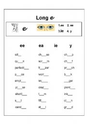 Long vowel e spelling exercise