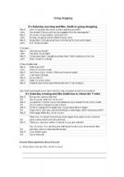 English Worksheet: shopping dialogue