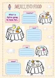 English Worksheet: Meals and food
