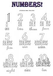 English worksheet: Numbers 1 to 10