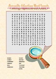 Personality Adjectives Word Search