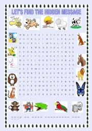 English Worksheet: animal puzzle