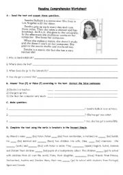 English Worksheet: Reading Worksheet - Present Simple