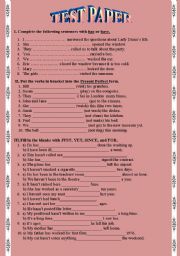 English Worksheet: test paper - 7th grade