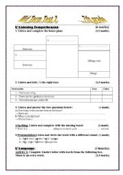 English Worksheet: Mid Term Test 2  (7th  GRADE)