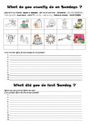 English Worksheet: What do you usually do on Sundays? What did you do last Sunday?