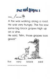 English Worksheet: Fox and grapes 1