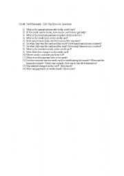 English Worksheet: Banking - Questions describing credit card statement content
