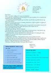 English Worksheet: letter from a pen friend