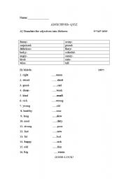 English Worksheet: opposites