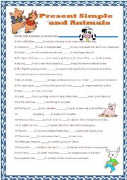 English Worksheet: Present Simple and Animals