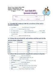English Worksheet: test unit 1 present simple