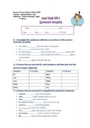 English worksheet: test unit 1 present simple