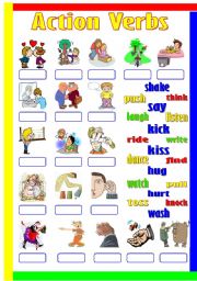 English Worksheet: Action Verbs (B&W & Keys)