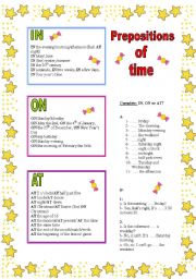 English Worksheet: preposition of time
