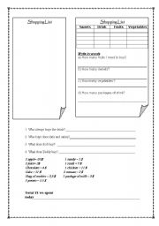 English worksheet: Numbers and food page 2