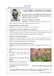 English Worksheet: reading test Lady Gagas style