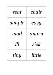 English Worksheet: Synomyms Memory puzzle