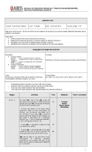 English Worksheet: lesson plan