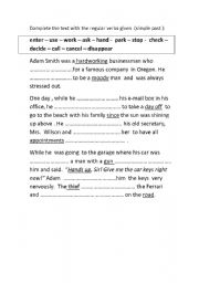 English Worksheet: REGULAR VERBS FILL IN THE GAPS